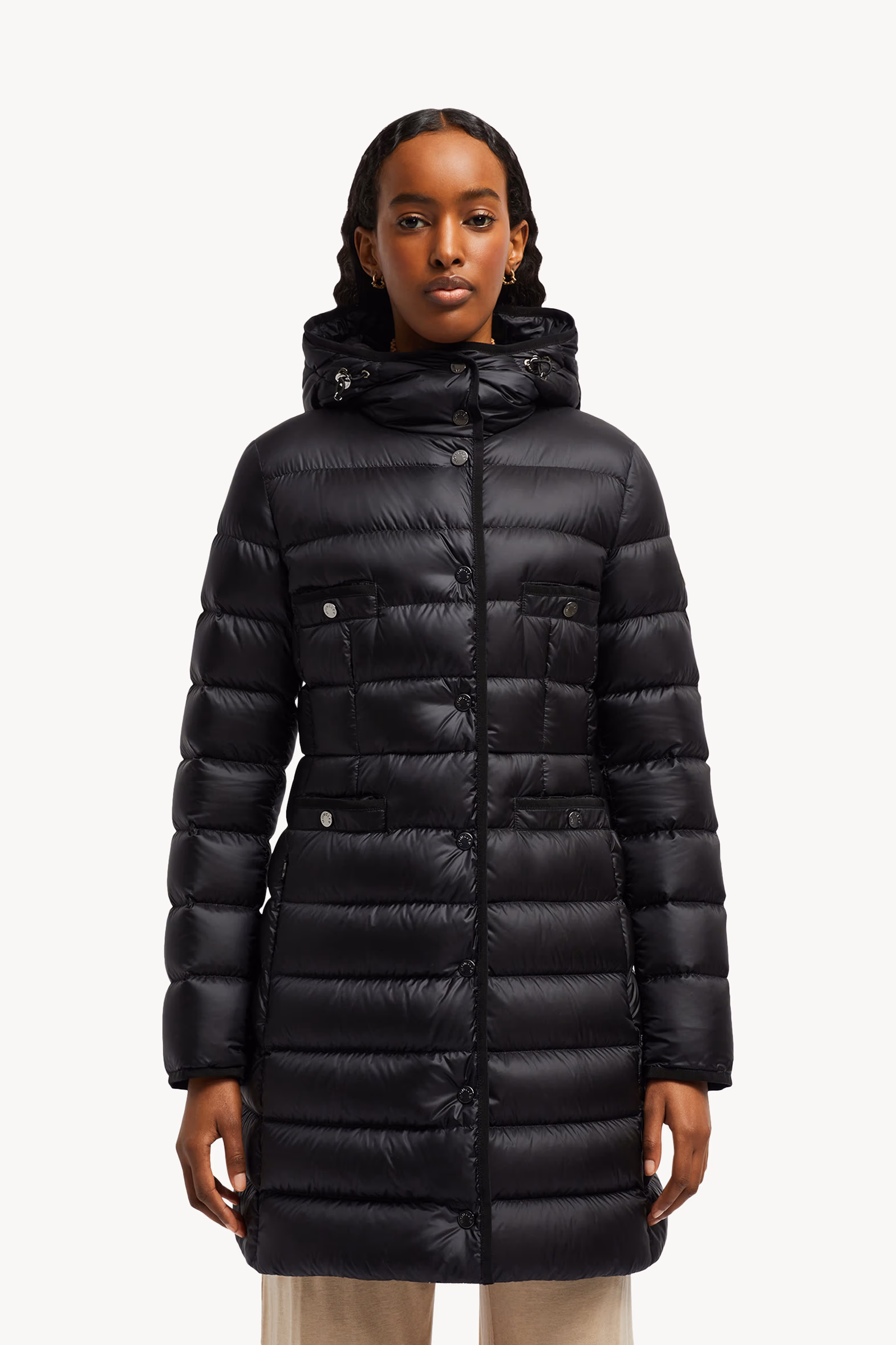 Hirma Hooded Long Down Jacket Women Black Moncler 3